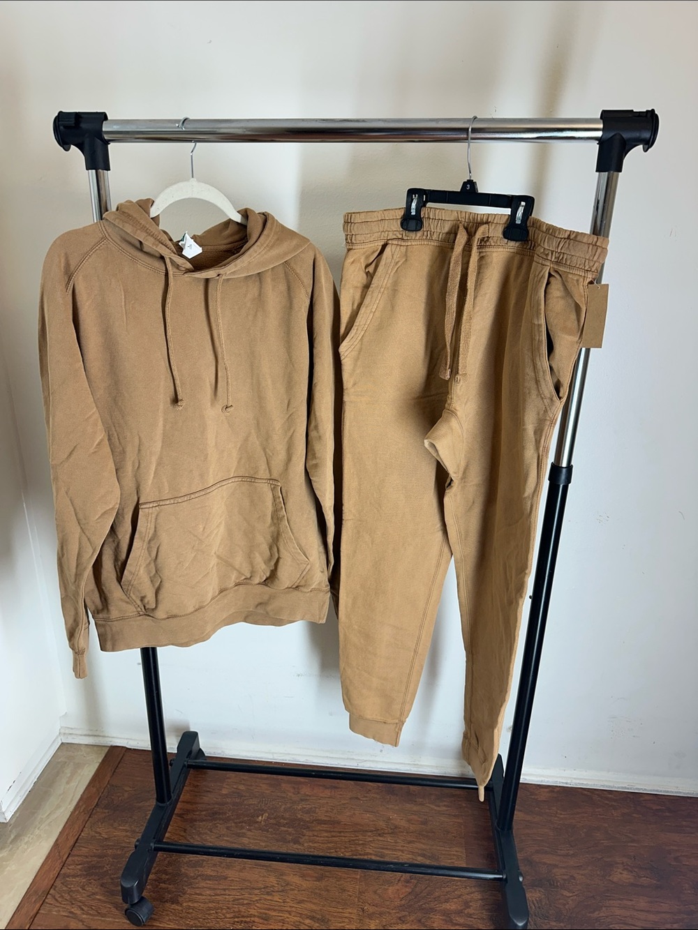 Men’s Tan Jogger Sweatpants with Drawstring Waist